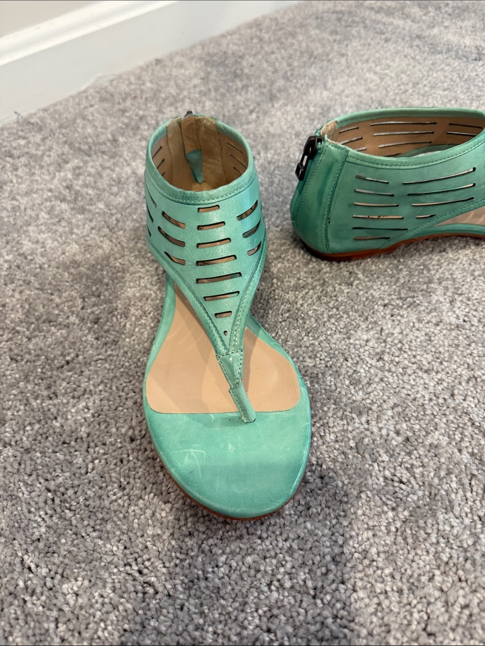 Women’s Teal Cutout Gladiator Thong Sandals